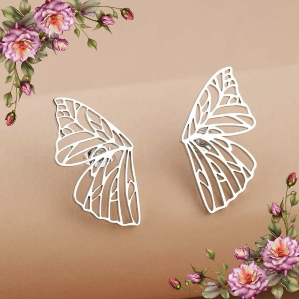 Stainless Steel Butterfly‎ Wings Stud Earrings